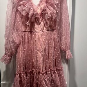 Simple Pink Ruffled Wedding Dress